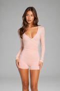 Soft Blush Long Sleeve Wrap Romper